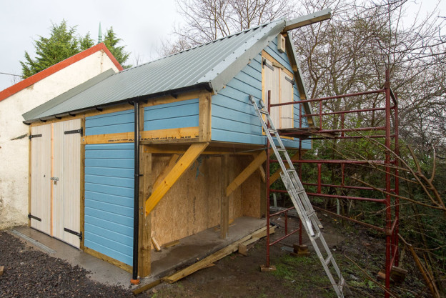 gable cladding on the barn