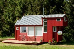 The NestHouse in it's new location next to the orchard.