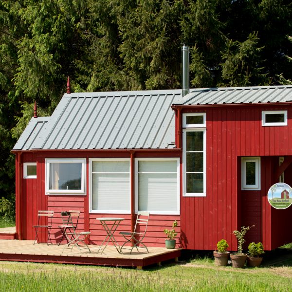 The NestHouse in it's new location next to the orchard.