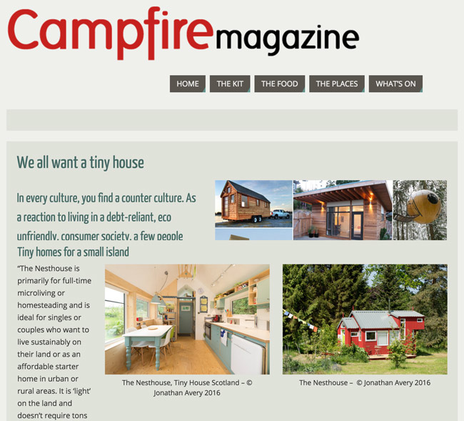 Tiny House Scotland's NestHouse features in Campfire Magazine.