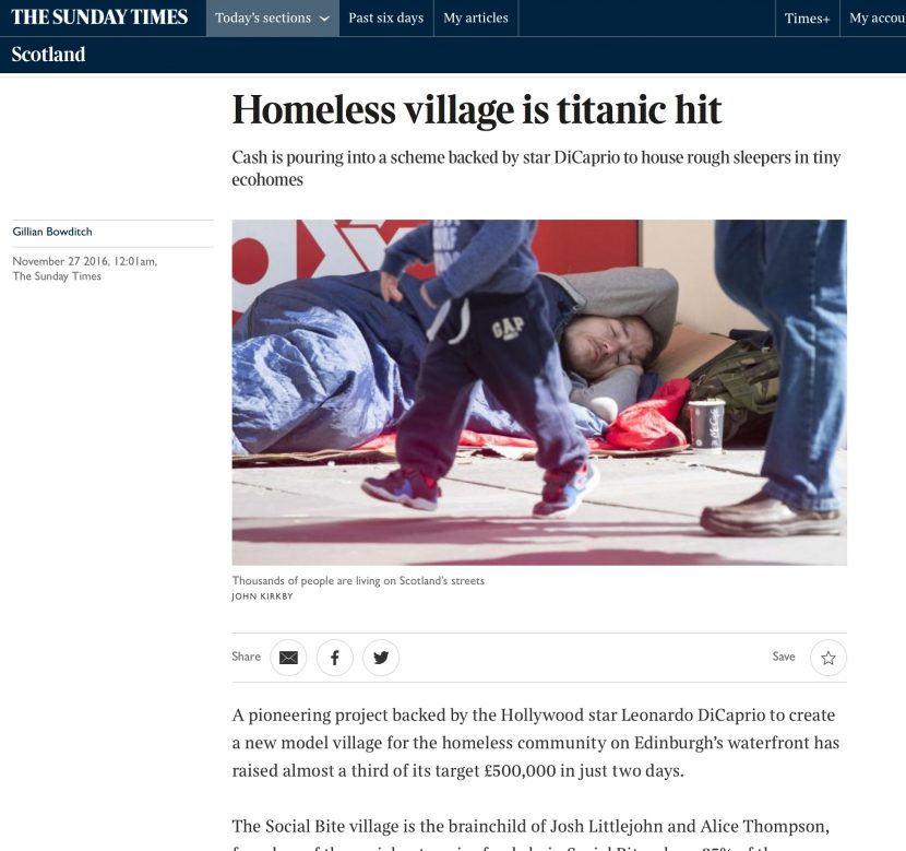 Sunday Times Homeless VIllage
