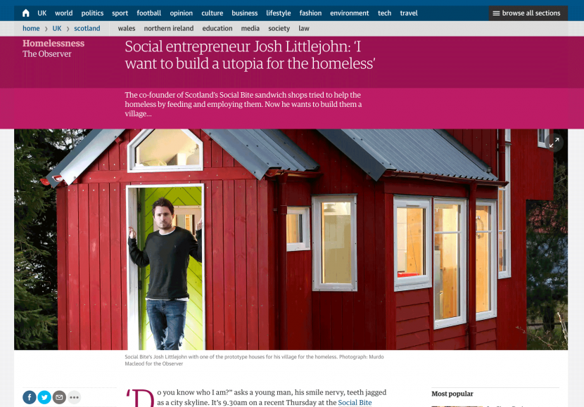 Social Bite Homeless Tiny House Village Project Guardian Feature