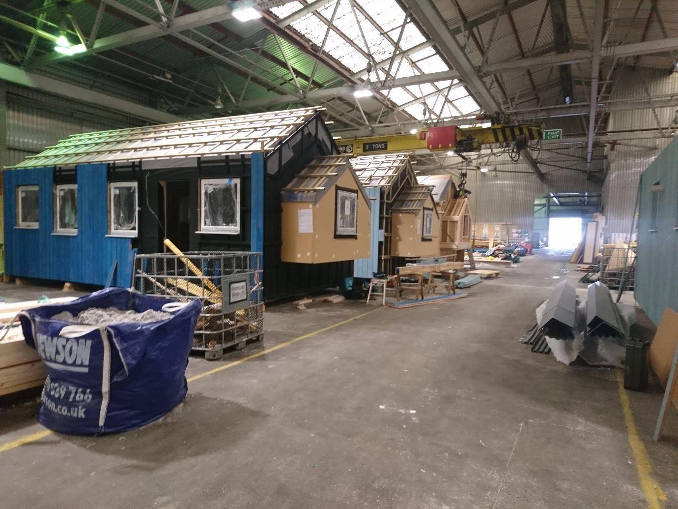 NestHouses on the production line for the Social Bite Village in Edinburgh NestHouses on the production line for the Social Bite Village in Edinburgh