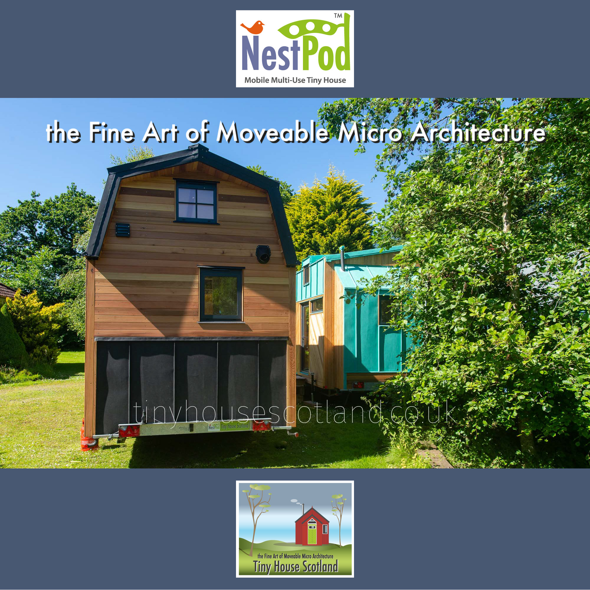 A Tiny House Scotland NestPod™ is a moveable micro architecture solution for permanent living and sustainablility. NestPod Outback